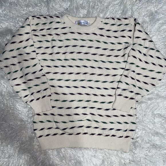 Vintage American Crew Club Sweater Size Large Ivory Made In USA - Picture 1 of 5